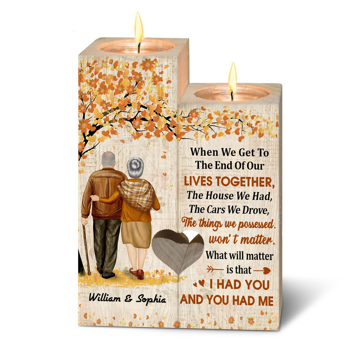Family Old Couple When We Get To The End - Gift For Couples - Personalized Custom Candle Holder