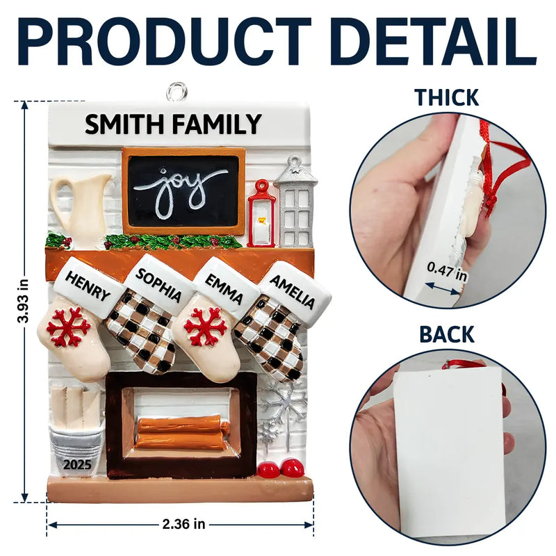 Love,Christmas,Gift For Bestie,Gifts For Colleagues - Hanging Socks Cozy Fireplace Family Friend Team - Personalized Embossed Ceramic Ornament