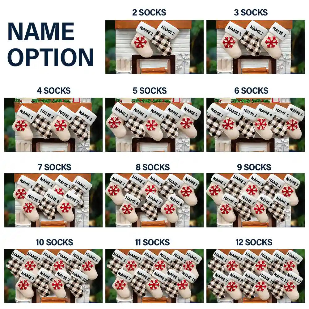 Love,Christmas,Gift For Bestie,Gifts For Colleagues - Hanging Socks Cozy Fireplace Family Friend Team - Personalized Embossed Ceramic Ornament