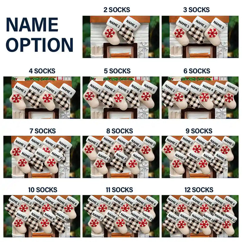 Love,Christmas,Gift For Bestie,Gifts For Colleagues - Hanging Socks Cozy Fireplace Family Friend Team - Personalized Embossed Ceramic Ornament