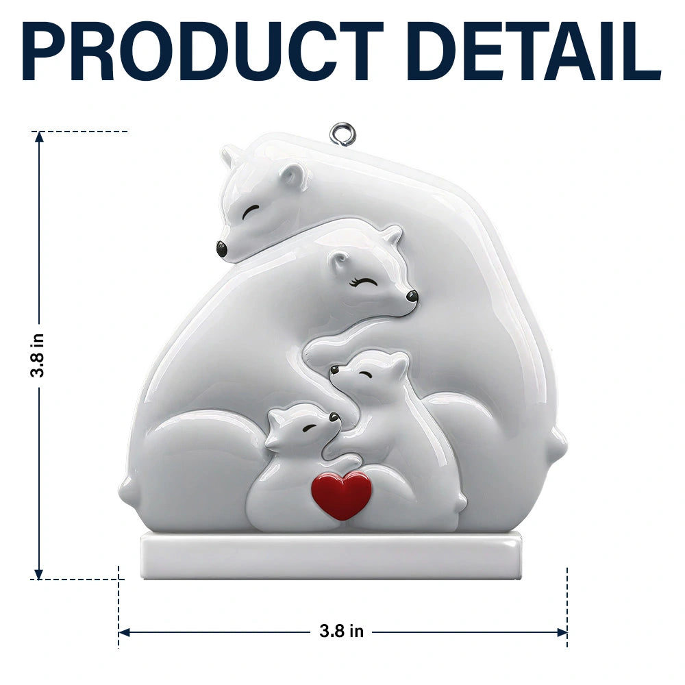 Family,Gift For Couples,Love,Christmas - Hugging Bear Family Toile De Jouy Art - Personalized Embossed Ceramic Ornament