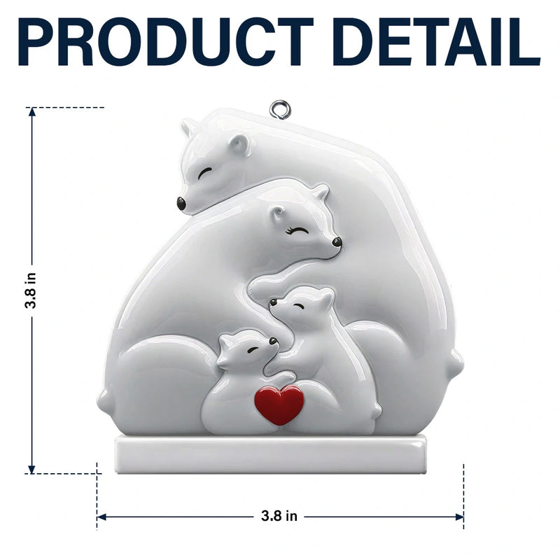 Family,Gift For Couples,Love,Christmas - Hugging Bear Family Toile De Jouy Art - Personalized Embossed Ceramic Ornament