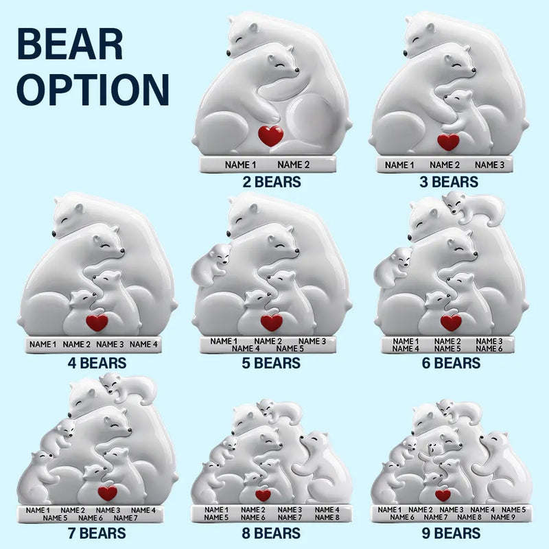 Family,Gift For Couples,Love,Christmas - Hugging Bear Family Toile De Jouy Art - Personalized Embossed Ceramic Ornament