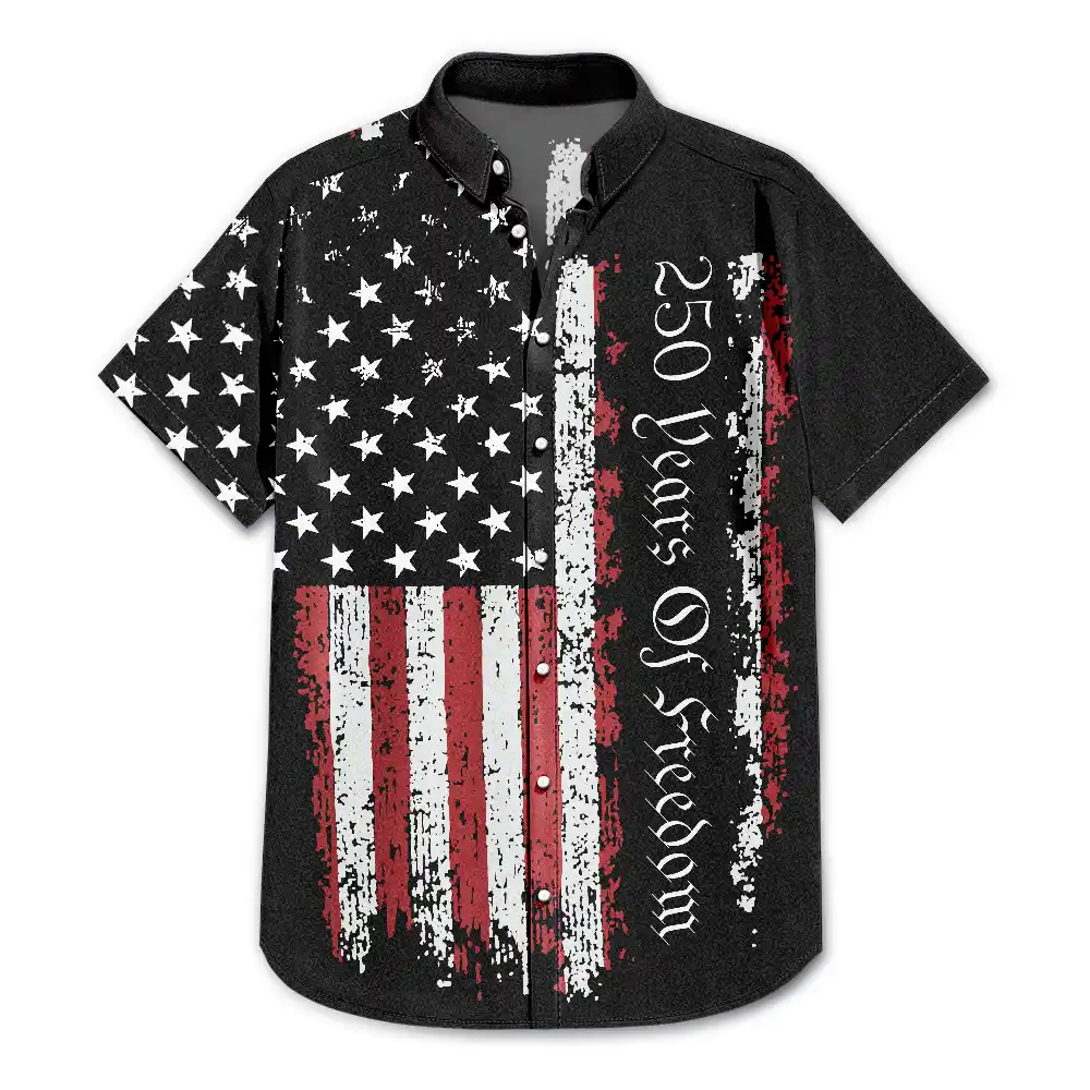 No Custom,America 250th,Independence Day - Early US Flag America 250 Years Of Freedom - Hawaiian Shirt