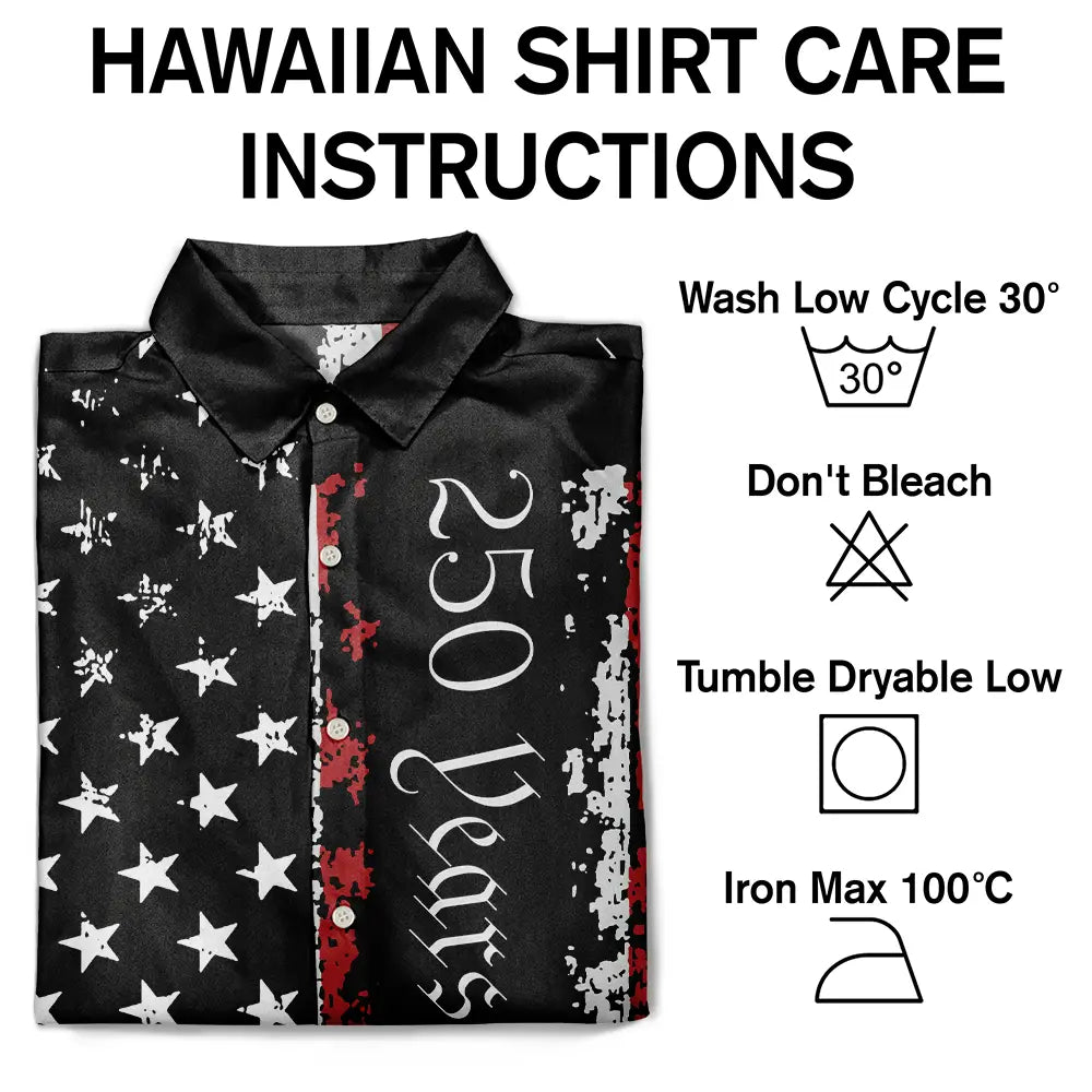 No Custom,America 250th,Independence Day - Early US Flag America 250 Years Of Freedom - Hawaiian Shirt