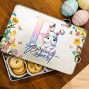 Easter,Happy,Gift For Kids,Parents - Easter Bunny Alphabet Letters - Personalized Metal Biscuit Tin
