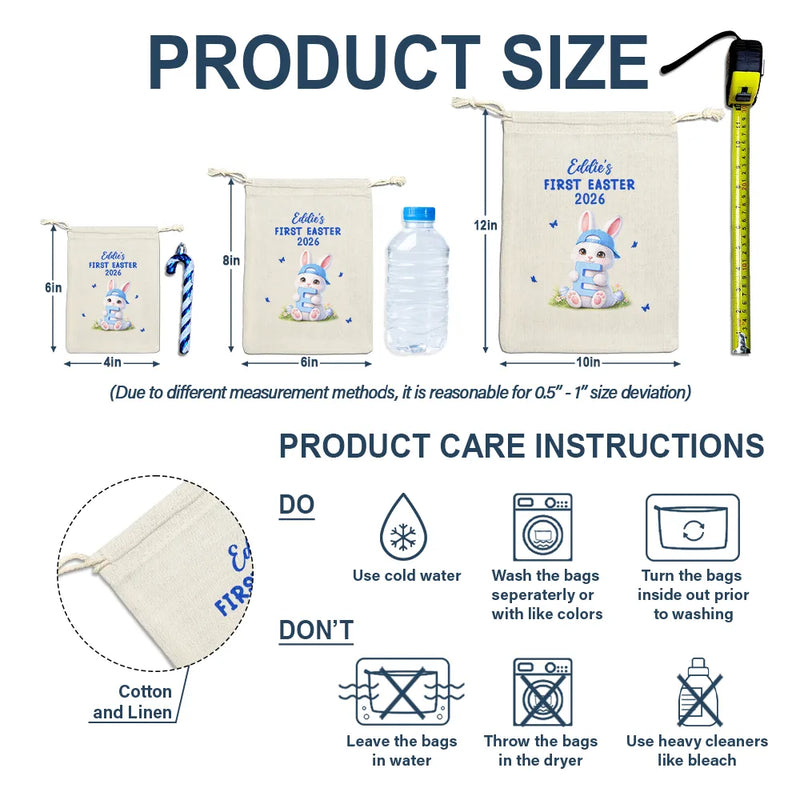 Gift For Kids,Grandma,Grandkids,Gift For Grandkids,Dad,Mom,Children,Easter,Happy - Easter Bunny Holding Alphabet Letter - Personalized Favor Bag