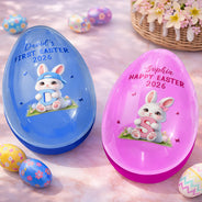 Gift For Kids, Grandma - Grandkids, Gift For Grandkids, Dad - Children, Mom - Children, Easter, Happy - Easter Bunny Holding Alphabet Letter - Personalized Fillable Egg
