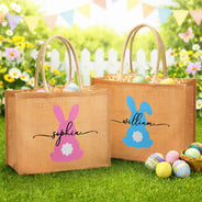 Easter, Happy, Gift For Kids, Parents - Easter Egg Hunt - Personalized Jute Beach Bag