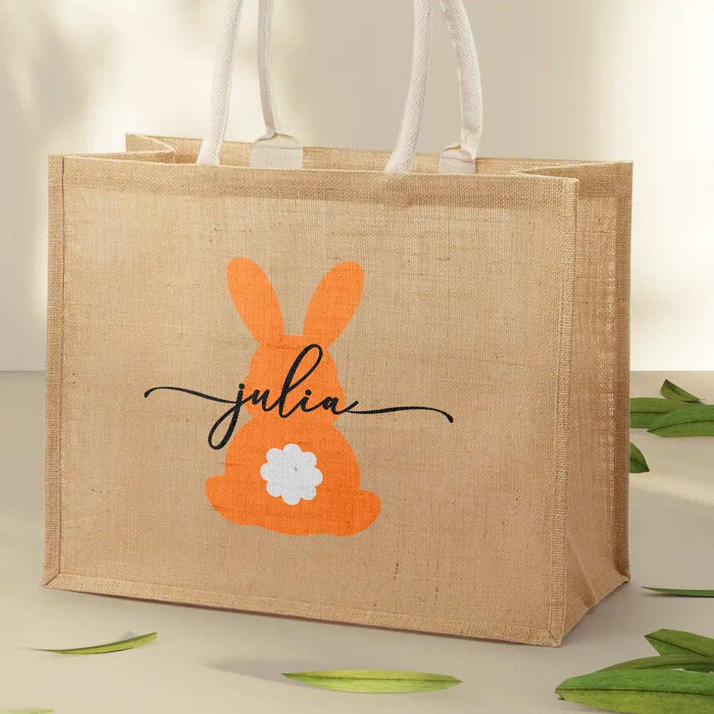 Easter, Happy, Gift For Kids, Parents - Easter Egg Hunt - Personalized Jute Beach Bag