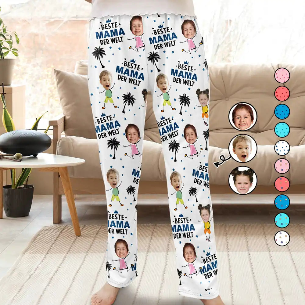 Gift For Mother,Gift For Grandma - Eigenes Foto Beste Mama Oma Der Welt - Personalisierte Pyjamahose