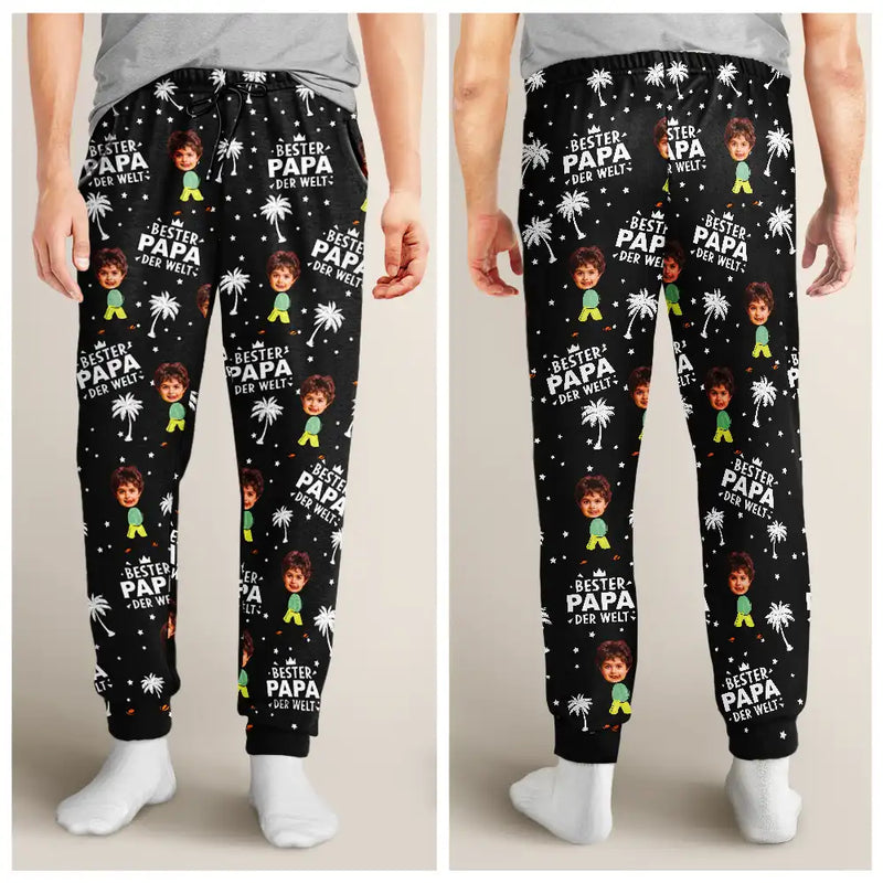 Family,Gift For Father,Gift For Mother,Happy,Gift For Women,Gift For Men,Non-Eng,German - Eigenes Foto Bester Papa Beste Mama Der Welt - Personalisiertes Pyjamahose