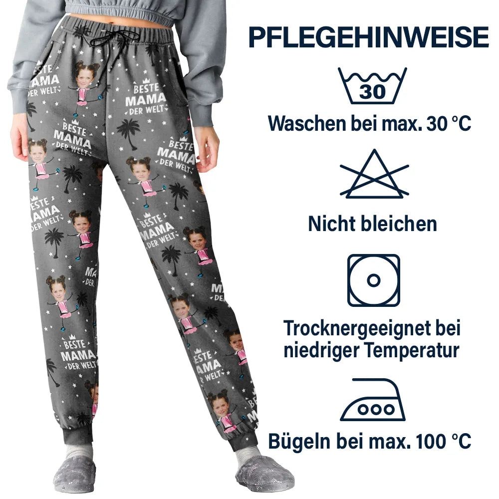 Family,Gift For Father,Gift For Mother,Happy,Gift For Women,Gift For Men,Non-Eng,German - Eigenes Foto Bester Papa Beste Mama Der Welt - Personalisiertes Pyjamahose