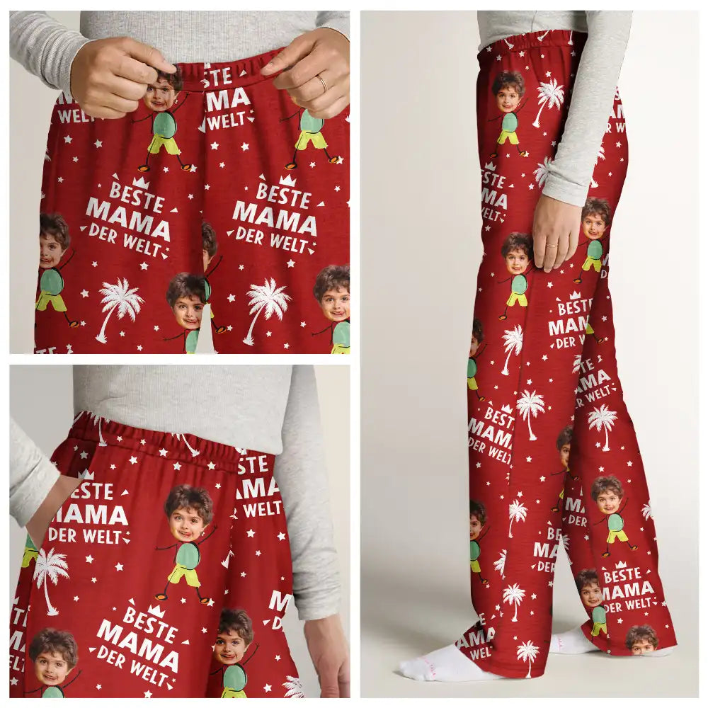 Family,Gift For Father,Gift For Mother,Happy,Gift For Women,Gift For Men,Non-Eng,German - Eigenes Foto Bester Papa Beste Mama Der Welt - Personalisiertes Pyjamahose