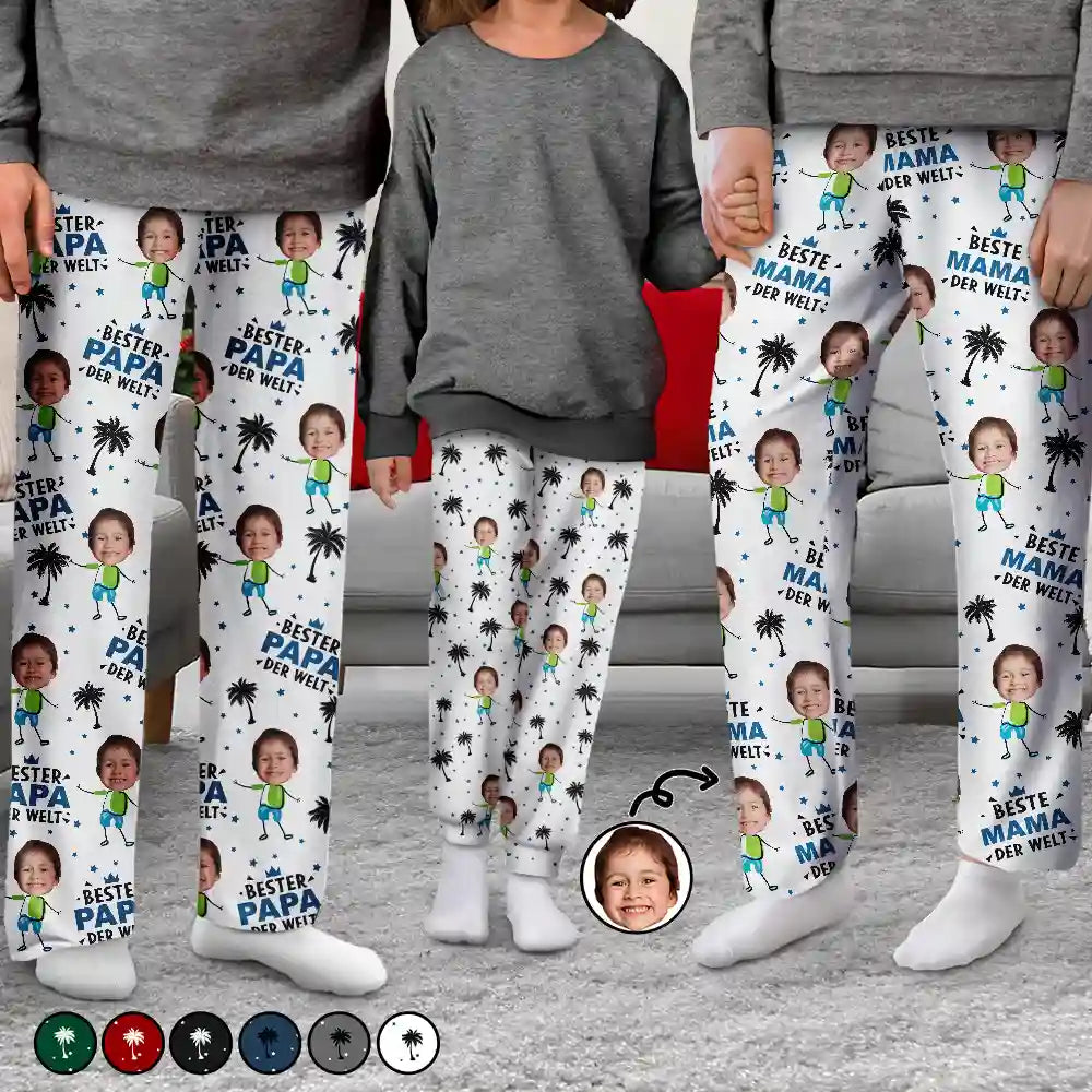 Family,Gift For Father,Gift For Mother,Happy,Gift For Women,Gift For Men,Non-Eng,German - Eigenes Foto Bester Papa Beste Mama Der Welt - Personalisiertes Pyjamahose