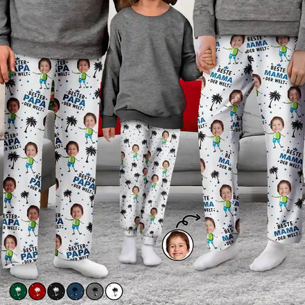 Eigenes Foto Bester Papa Beste Mama Der Welt - Personalisiertes Pyjamahose