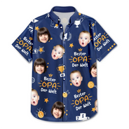 Gift For Men,Gift For Father,Gift For Grandpa,Happy,Non-Eng,German - Eigenes Foto Bester Opa Der Welt Trophäen-Papa - Personalisiertes Hawaiihemd