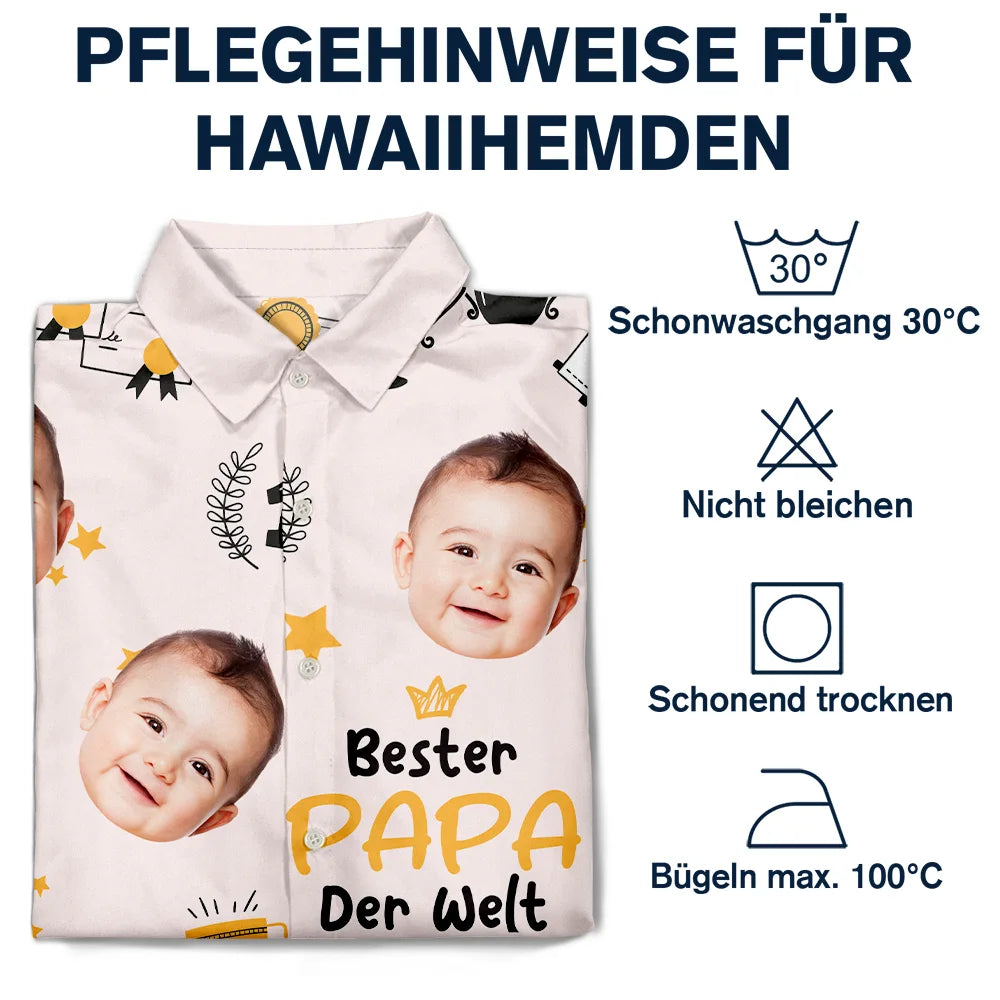 Gift For Men,Gift For Father,Gift For Grandpa,Happy,Non-Eng,German - Eigenes Foto Bester Opa Der Welt Trophäen-Papa - Personalisiertes Hawaiihemd