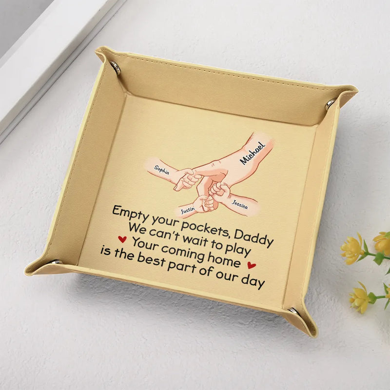 Gift For Father, Happy - Empty Your Pockets Daddy - Personalized Leather Valet Tray