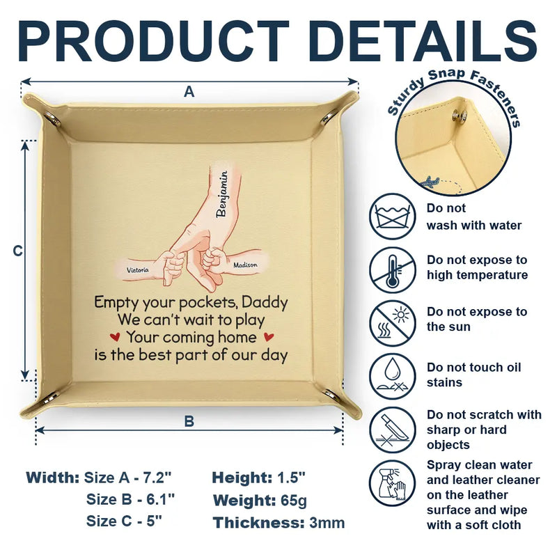 Gift For Father, Happy - Empty Your Pockets Daddy - Personalized Leather Valet Tray