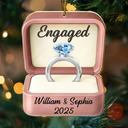Christmas,Gift For Couples,Engaged,Wedding,Love,Wedding Anniversary - Engaged Married Couple Ring Box - Personalized Custom Shaped Acrylic Ornament