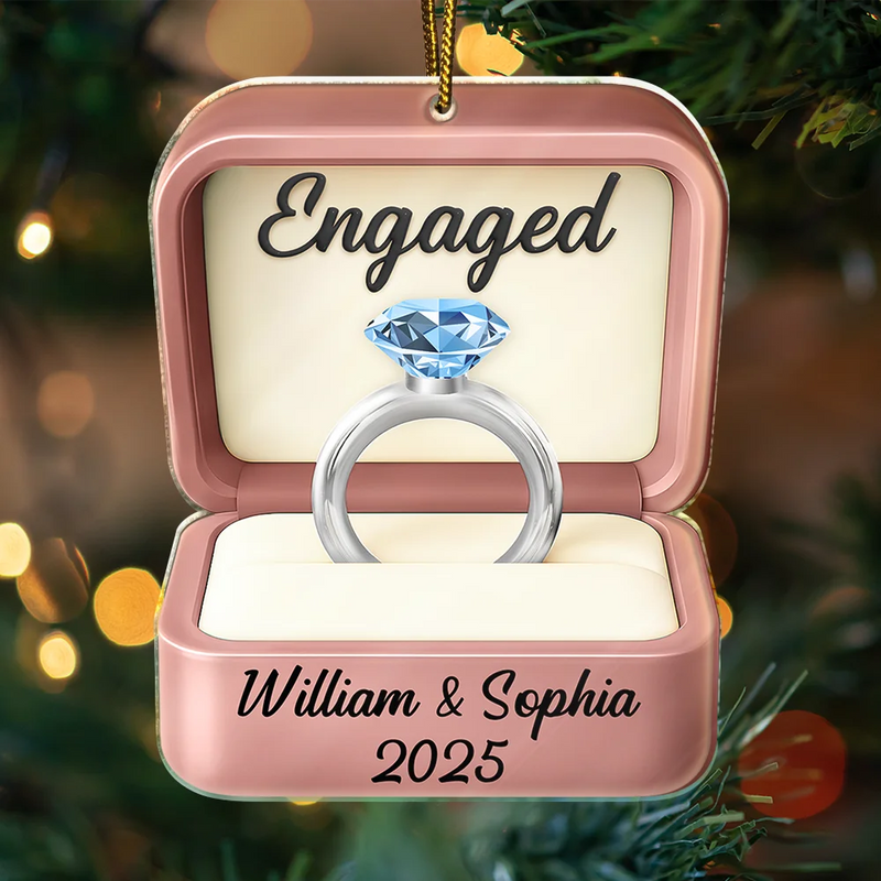 Christmas,Gift For Couples,Engaged,Wedding,Love,Wedding Anniversary - Engaged Married Couple Ring Box - Personalized Custom Shaped Acrylic Ornament