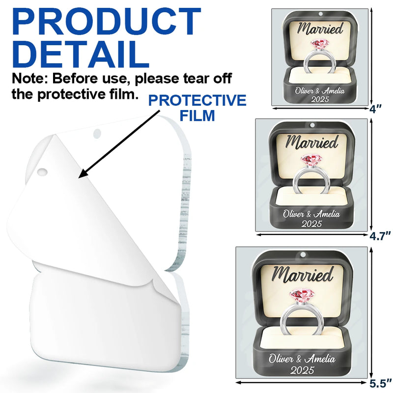 Christmas,Gift For Couples,Engaged,Wedding,Love,Wedding Anniversary - Engaged Married Couple Ring Box - Personalized Custom Shaped Acrylic Ornament