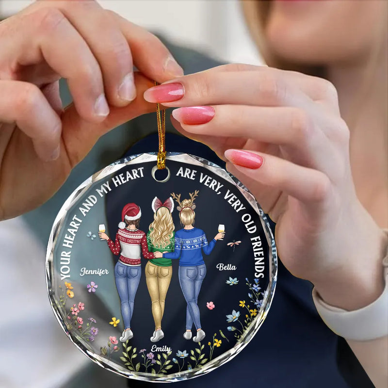 Christmas,Gift For Bestie,Funny - Entertained By Us As Us Friends - Personalized Circle Glass Ornament