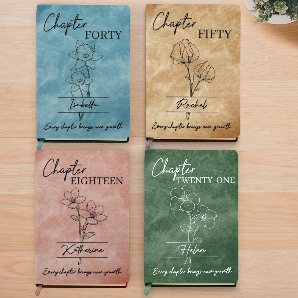 Gift For Yourself,Gift For Women,Gift For Aunt,Gift For Mother,Gift For Grandma,Gift For Kids,Gift For Daughter,Gift For Sibling,Gift For Sisters,Gift For Bestie,Gifts For Colleagues - Every Chapter Brings New Growth Birthday Gifts - Personalized Leather Journal