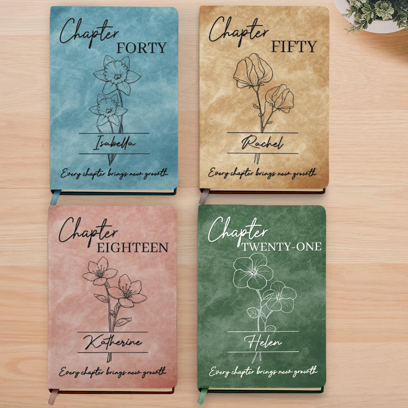 Gift For Yourself,Gift For Women,Gift For Aunt,Gift For Mother,Gift For Grandma,Gift For Kids,Gift For Daughter,Gift For Sibling,Gift For Sisters,Gift For Bestie,Gifts For Colleagues - Every Chapter Brings New Growth Birthday Gifts - Personalized Leather Journal