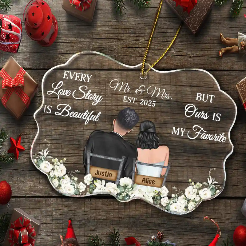 Gift For Couples,Gift For Women,Gift For Men,Gift For Husband,Gift For Wife,Christmas,Love - Every Love Story Is Beautiful - Personalized Medallion Acrylic Ornament