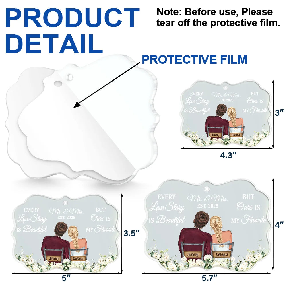 Gift For Couples,Gift For Women,Gift For Men,Gift For Husband,Gift For Wife,Christmas,Love - Every Love Story Is Beautiful - Personalized Medallion Acrylic Ornament