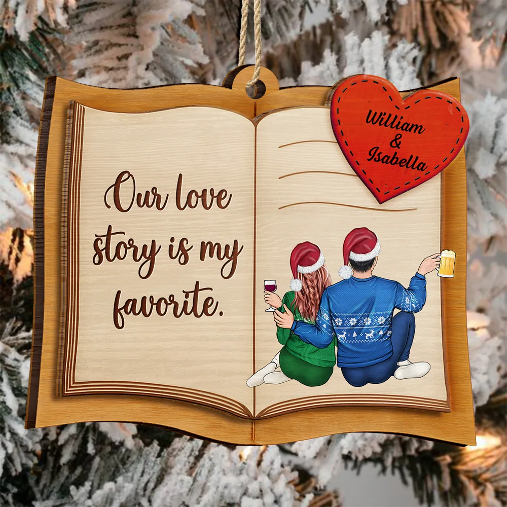 Gift For Couples,Gift For Husband,Gift For Wife,Gift For Boyfriend,Gift For Girlfriend,Christmas,Happy - Every Love Story Is Beautiful Couple - Personalized 2-Layered Wooden Ornament