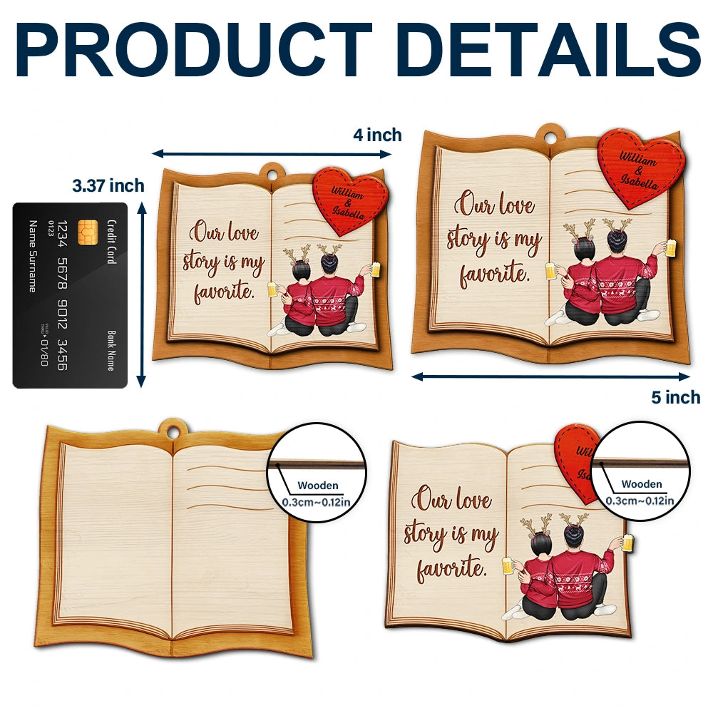 Gift For Couples,Gift For Husband,Gift For Wife,Gift For Boyfriend,Gift For Girlfriend,Christmas,Happy - Every Love Story Is Beautiful Couple - Personalized 2-Layered Wooden Ornament