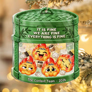 Gift For Colleagues,Christmas,Humorous,Icon - Everything Is Fine Squishy Dumpster Fire - Personalized 3-Layered Acrylic Shaker Ornament