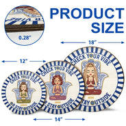 Gift For Yourself, Gift For Women, Yoga, Funny - Evil Eye Check Your Vibe - Personalized Wood Circle Sign