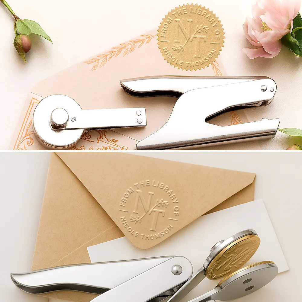 Reading, Gift For Yourself, Happy, Gift For Women - Ex Libris Book Lover - Personalized Embosser Stamp