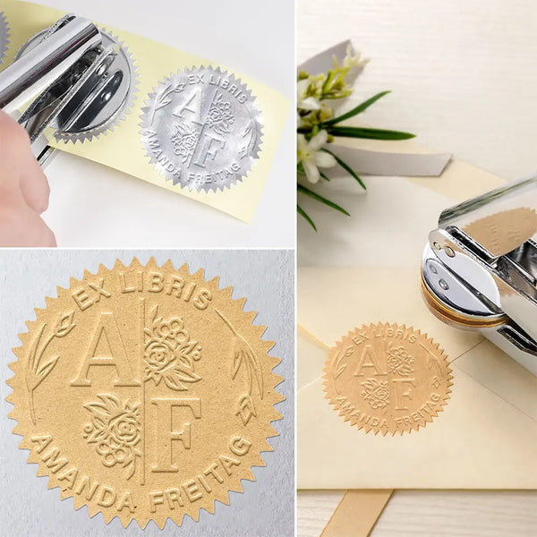 Reading, Gift For Yourself, Happy, Gift For Women - Ex Libris Book Lover - Personalized Embosser Stamp