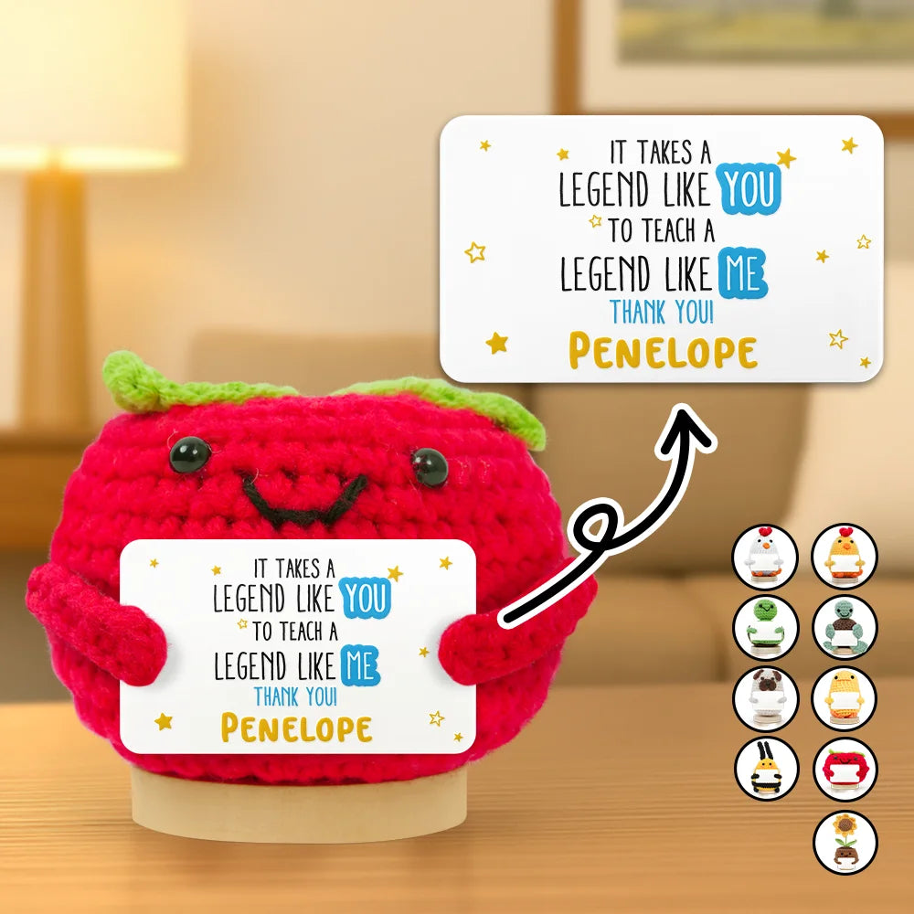 Teacher, Back To School - Excellent Teacher Highly Recommended - Personalized Doll Crochet With Custom Card