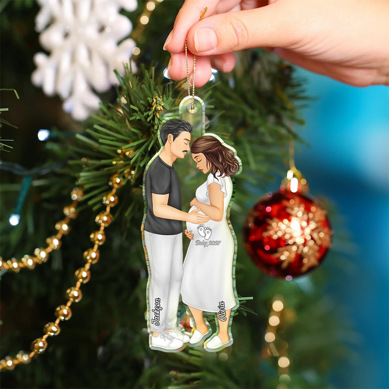 Décoration de Noël personnalisée en acrylique pour futurs parents
