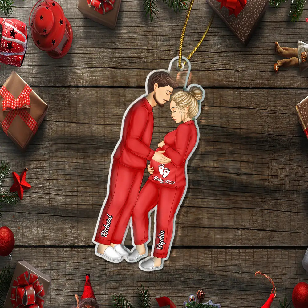 Décoration de Noël personnalisée en acrylique pour futurs parents