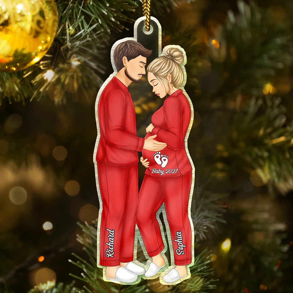 Décoration de Noël personnalisée en acrylique pour futurs parents