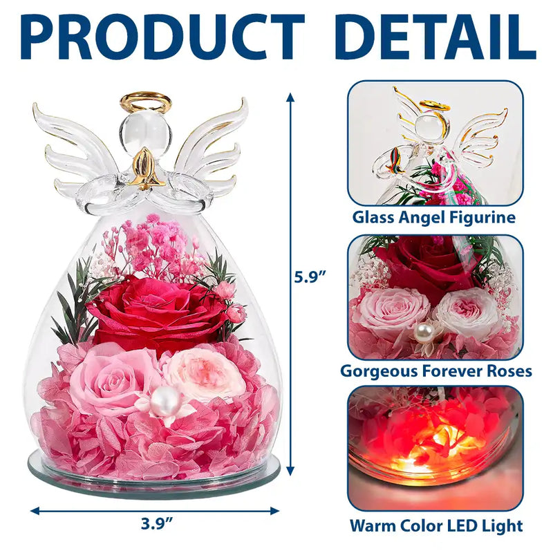 Gift For Mother,Mom - Daughters (Adult),Happy - The Love Between Mother & Daughter - Personalized Flower In Glass Angel Figurine