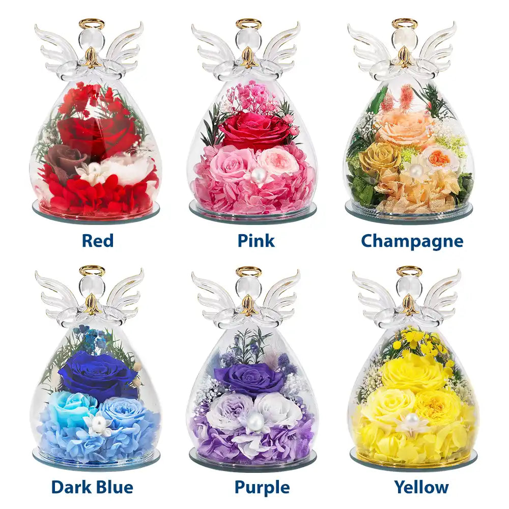 Gift For Mother,Mom - Daughters (Adult),Happy - The Love Between Mother & Daughter - Personalized Flower In Glass Angel Figurine