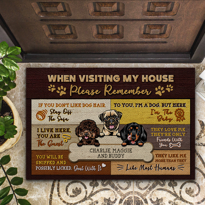 When Visiting My House - Gift For Dog Owners - Personalized Custom Doormat