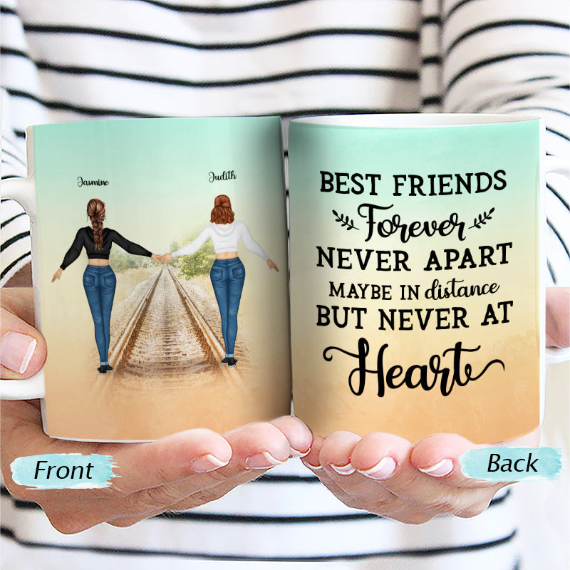 Never At Heart - Gift For Besties, Best Friends, BFF - Personalized Custom White Edge-To-Edge Mug