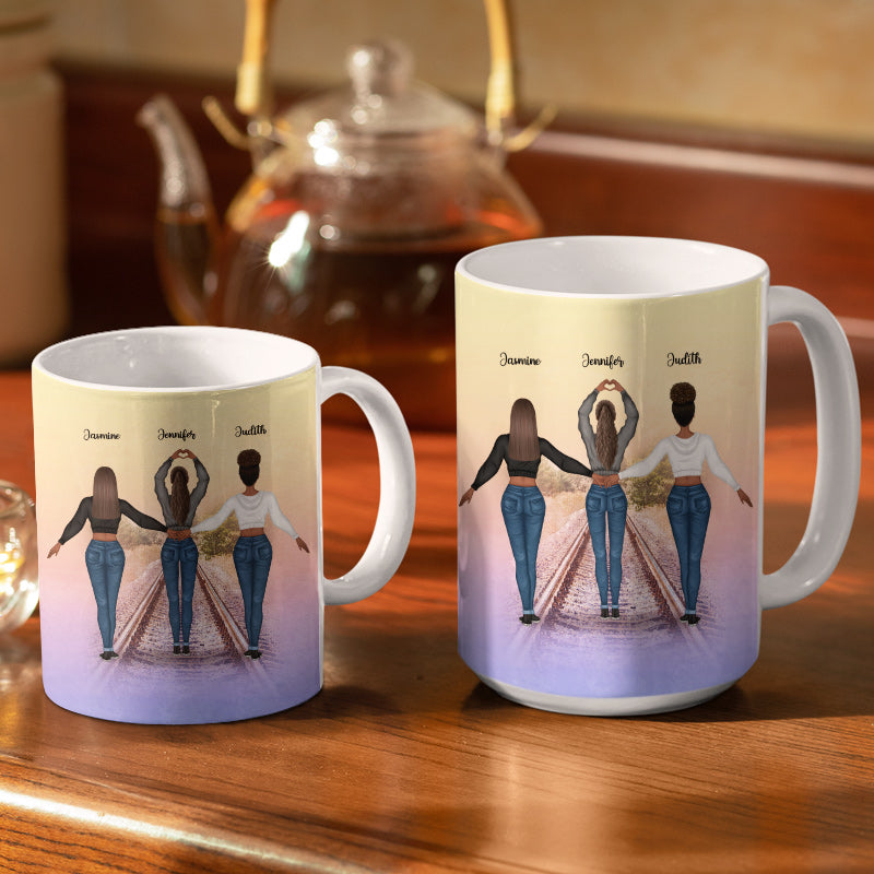 Never At Heart - Gift For Besties, Best Friends, BFF - Personalized Custom White Edge-To-Edge Mug