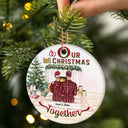 Christmas Family Couple First Christmas Together - Personalized Custom Circle Ceramic Ornament