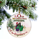 Christmas Family Couple First Christmas Together - Personalized Custom Circle Ceramic Ornament