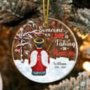 Christmas Memorial Gift Fishing In Heaven - Personalized Custom Circle Acrylic Ornament